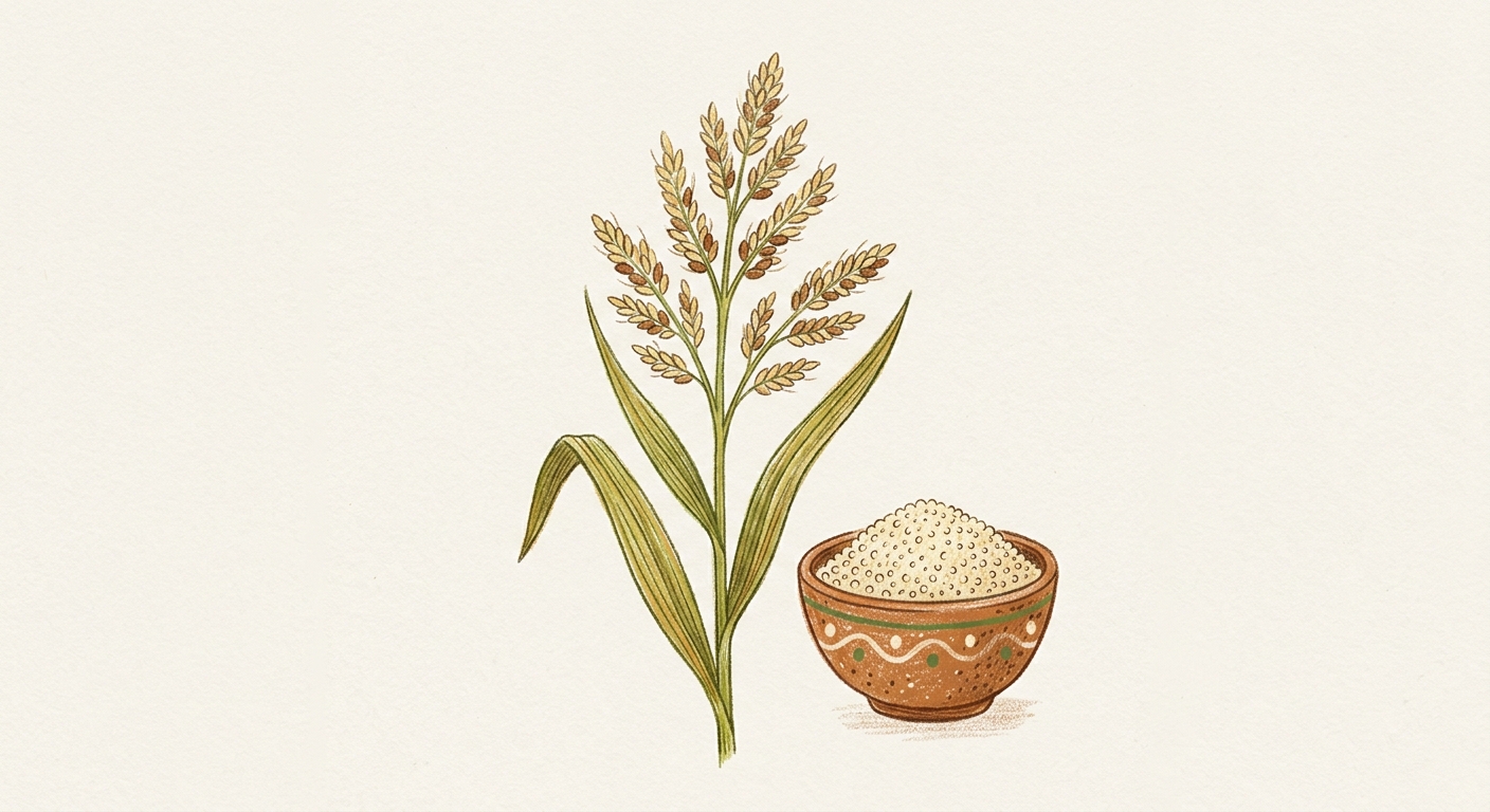 Storybook illustration of barnyard millet