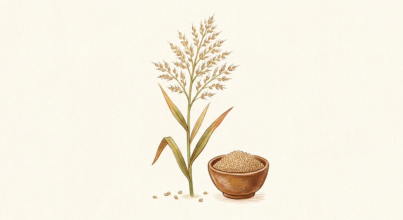 Storybook illustration of browntop millet
