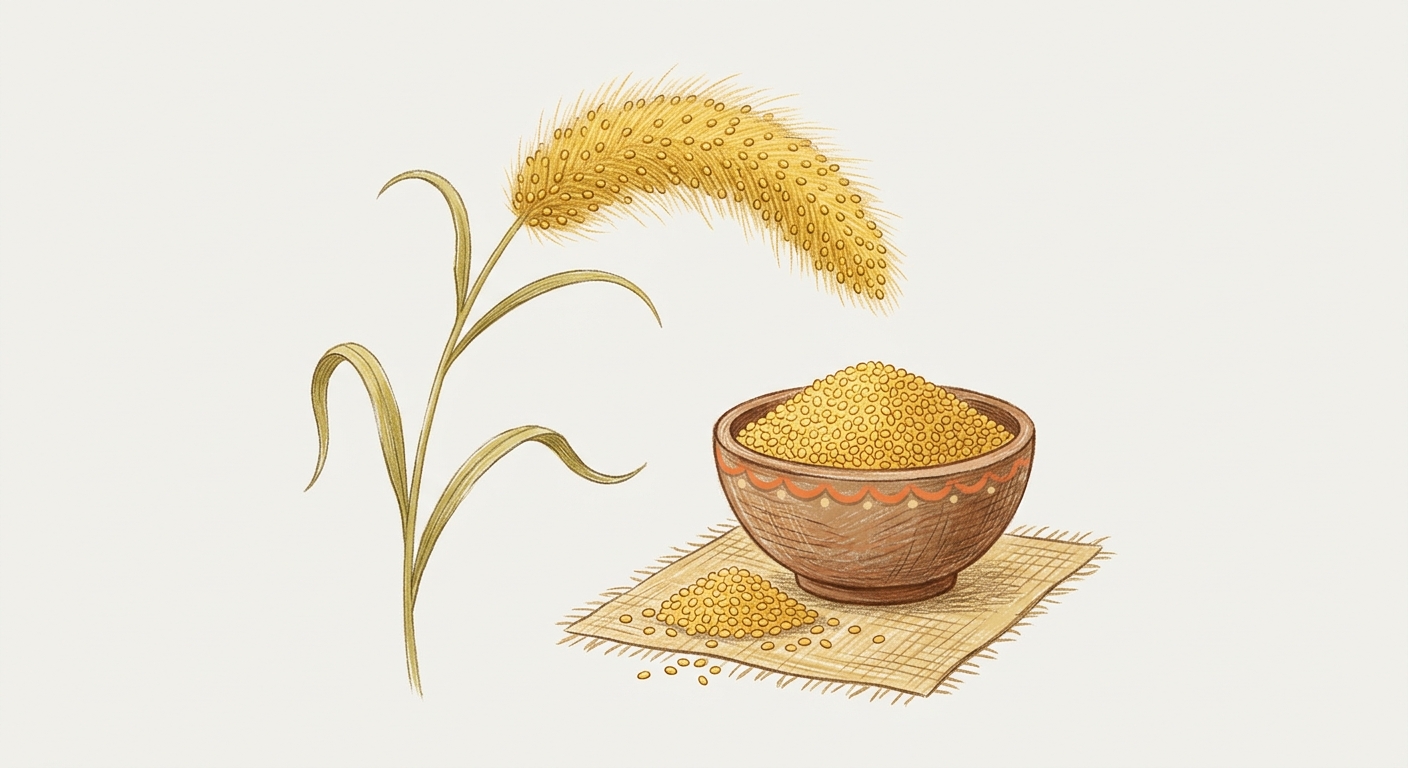 Storybook illustration of foxtail millet