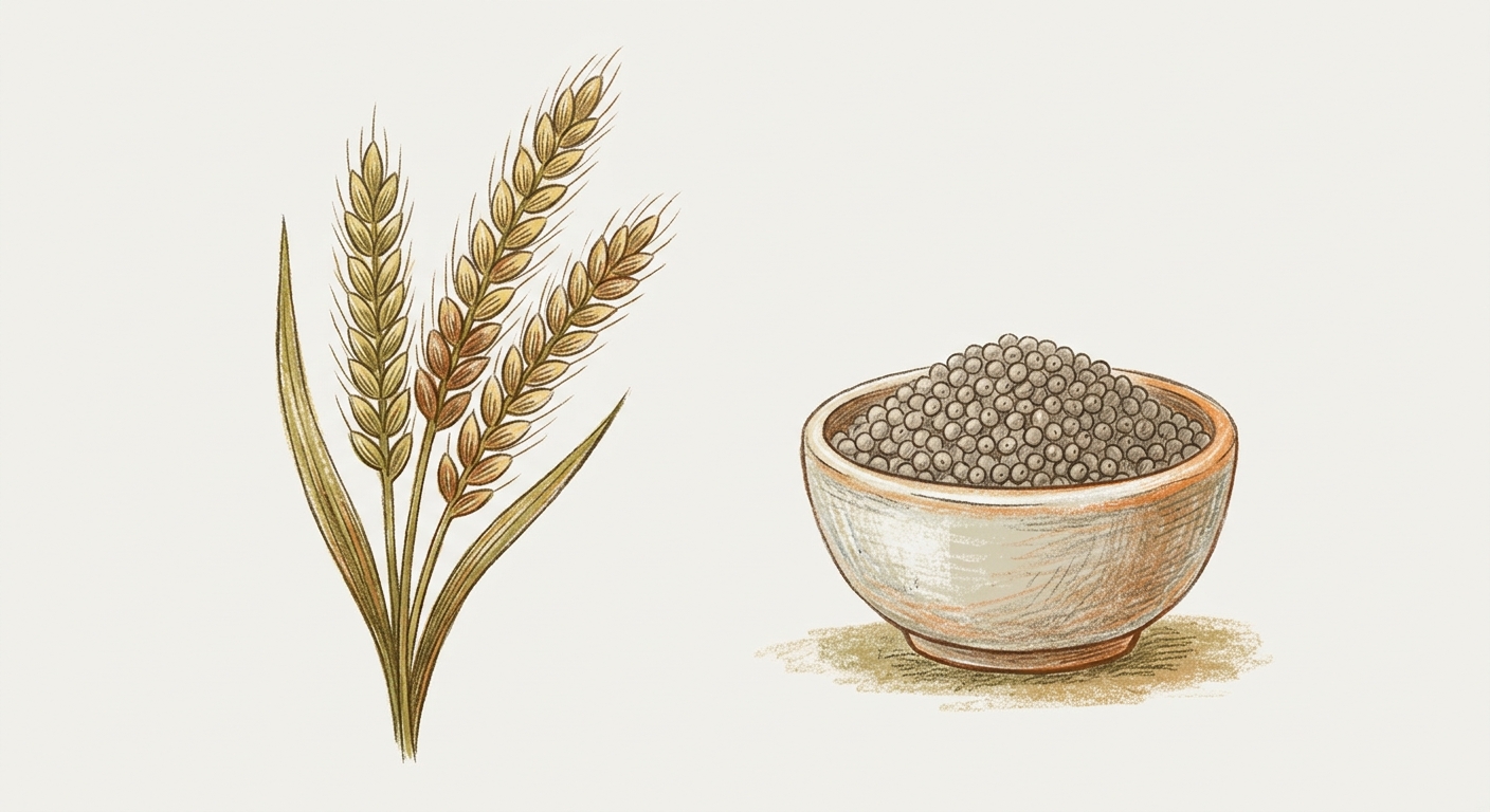 Storybook illustration of kodo millet
