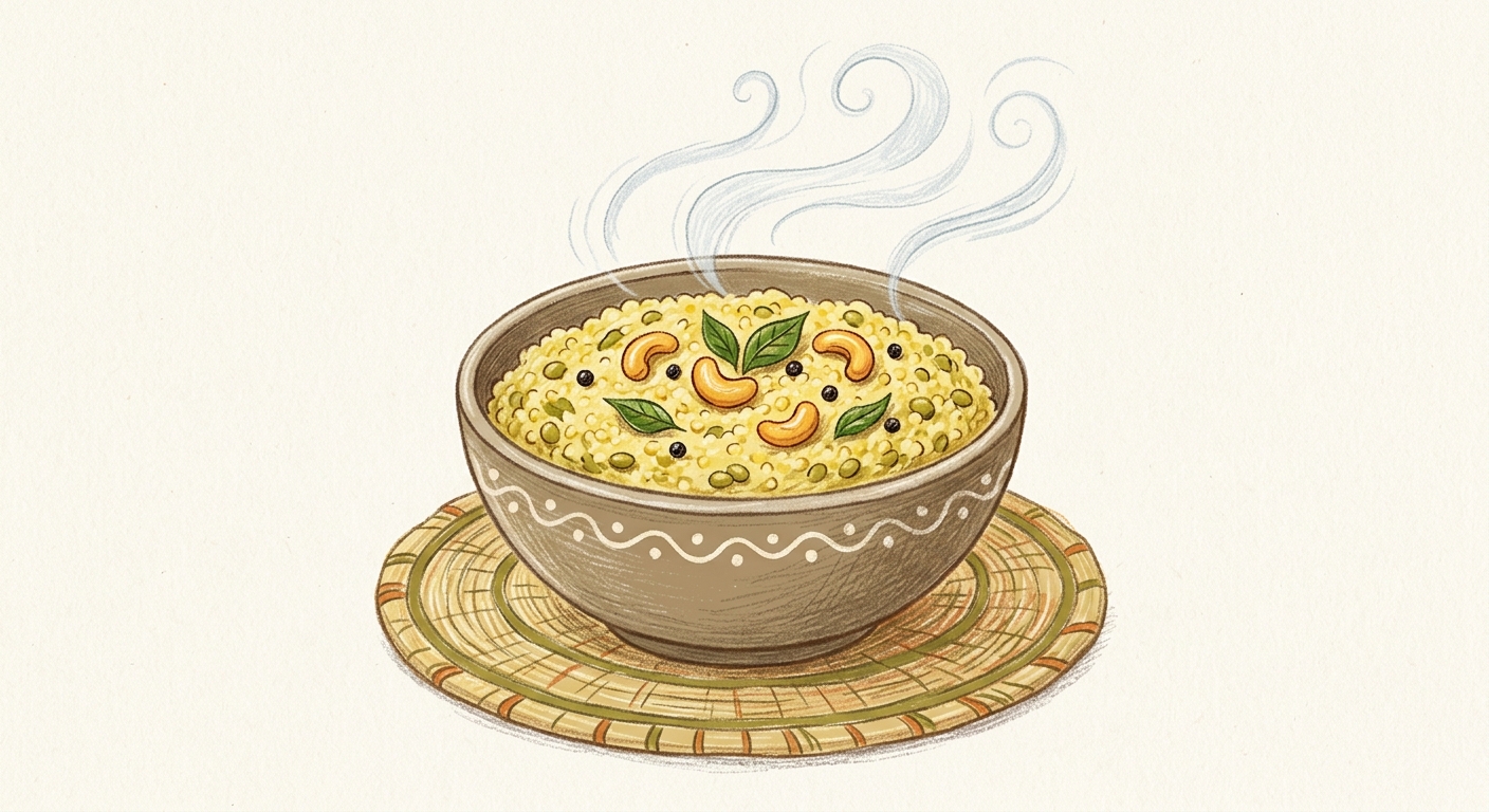 Storybook illustration of Foxtail Millet Pongal