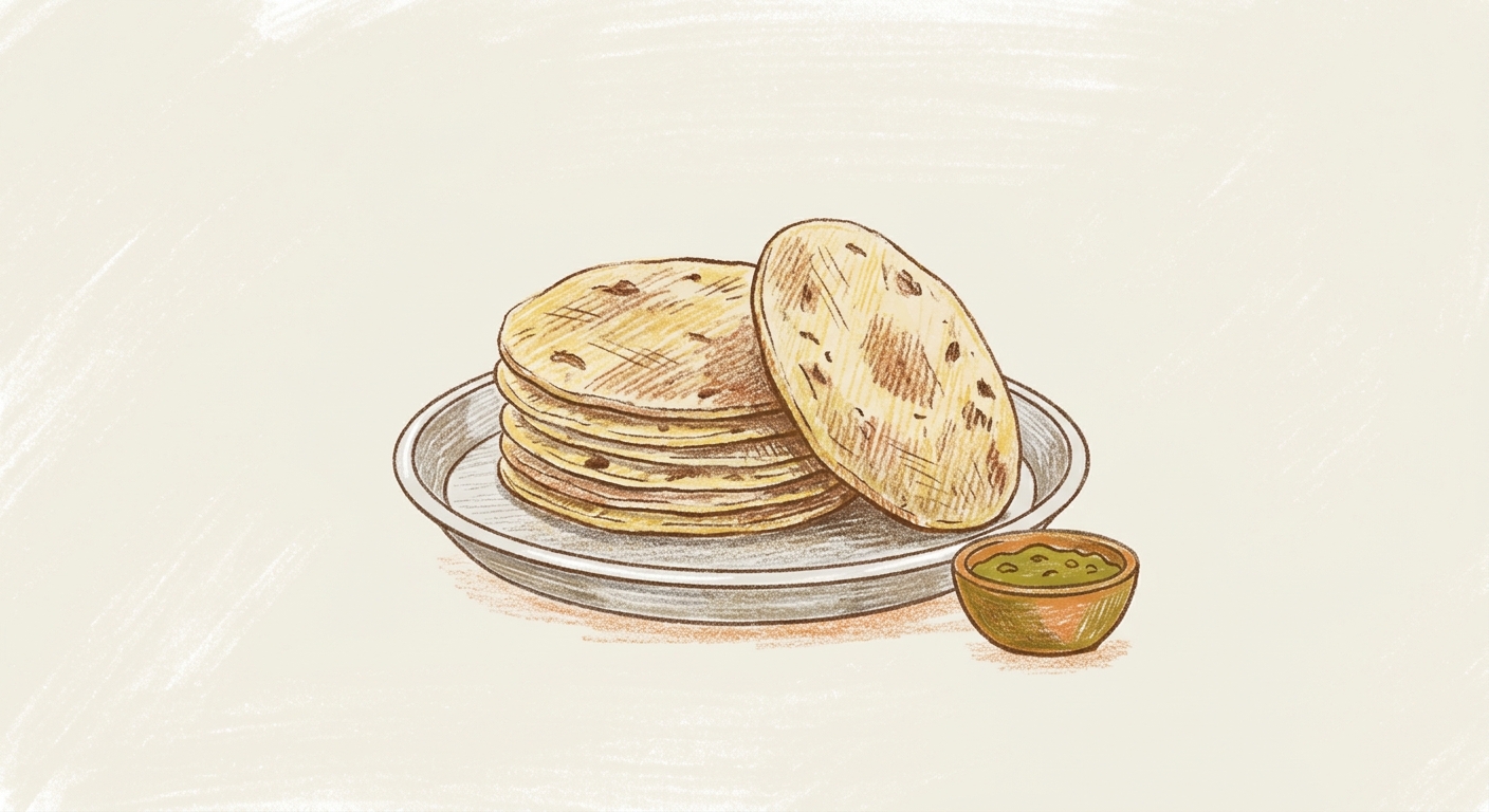 Storybook illustration of Jowar Bhakri