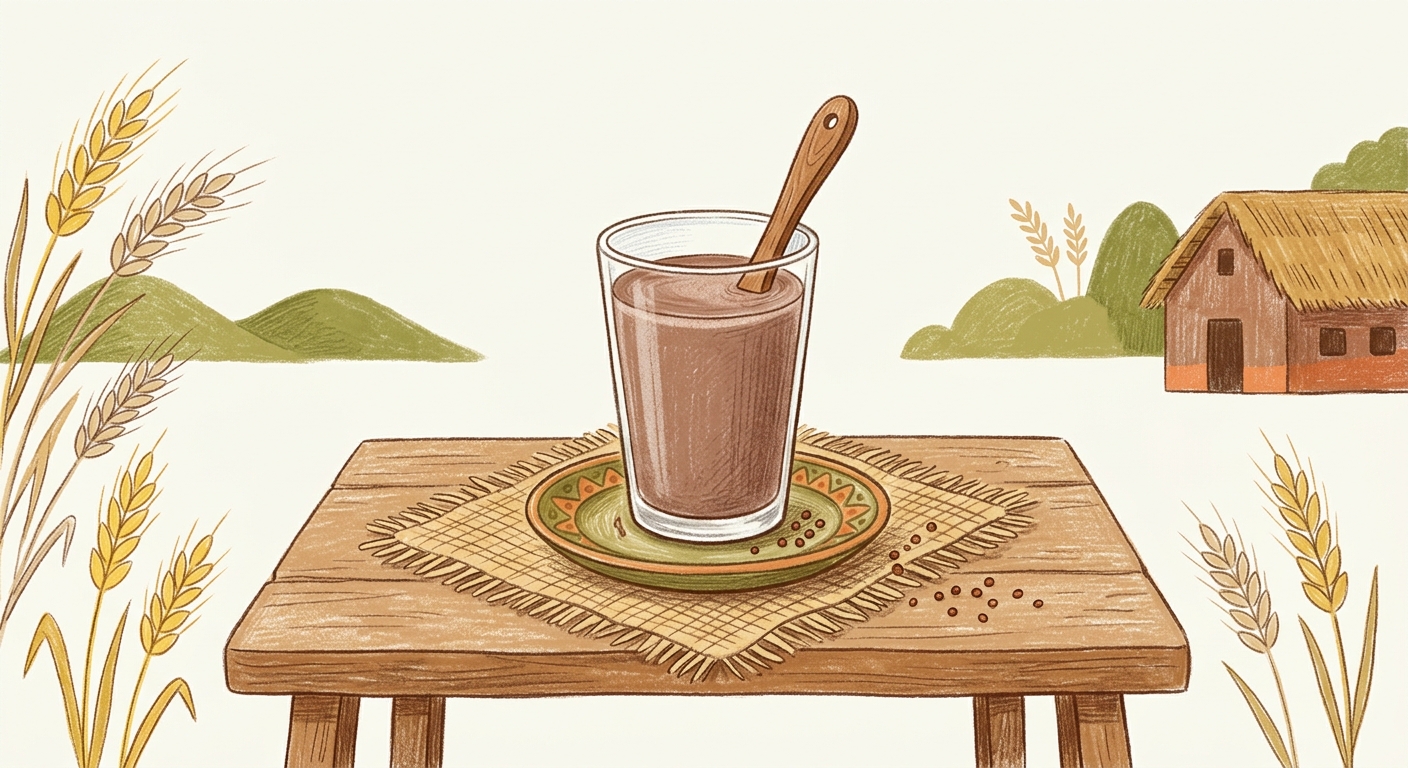 Storybook illustration of Ragi Malt (Sweet)