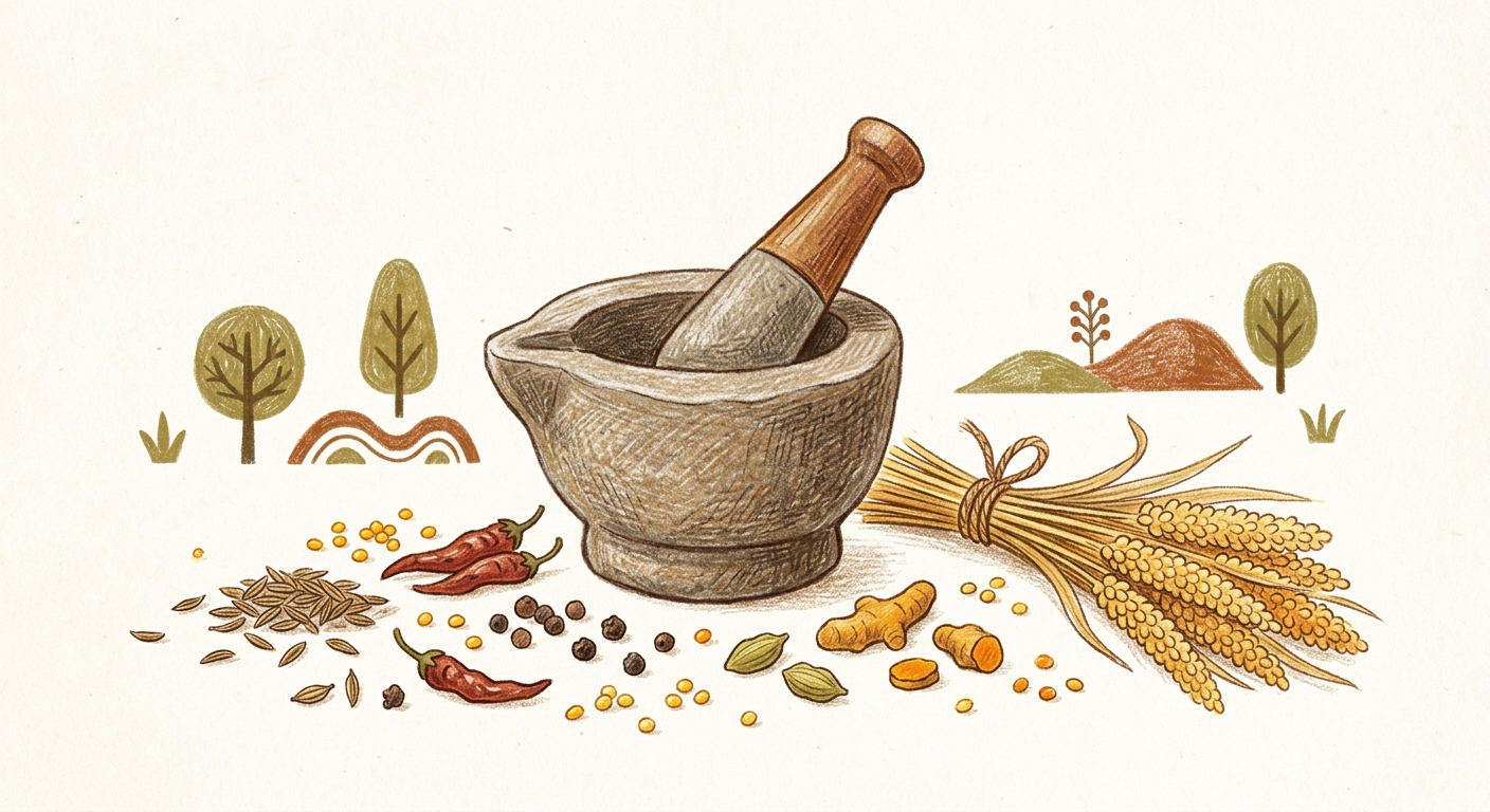 Storybook illustration of scene mortar